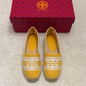 Tory Burch Double T Jacquard Espadrille - Mellow Yellow / Ash White